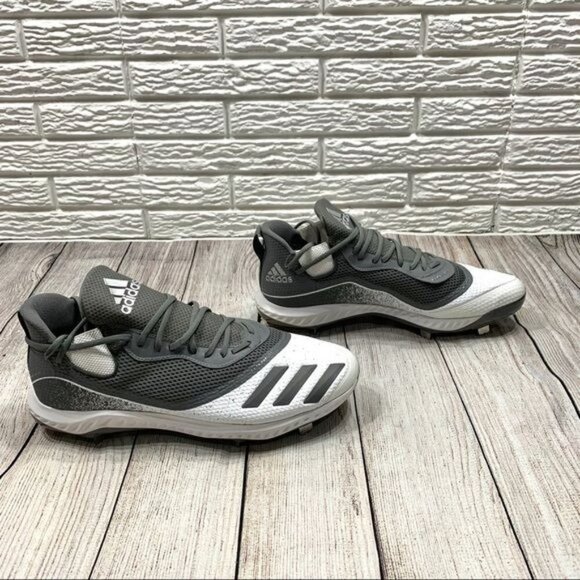 Adidas Grey & White Icon Bounce Baseball Cleats Size 17 main image 4